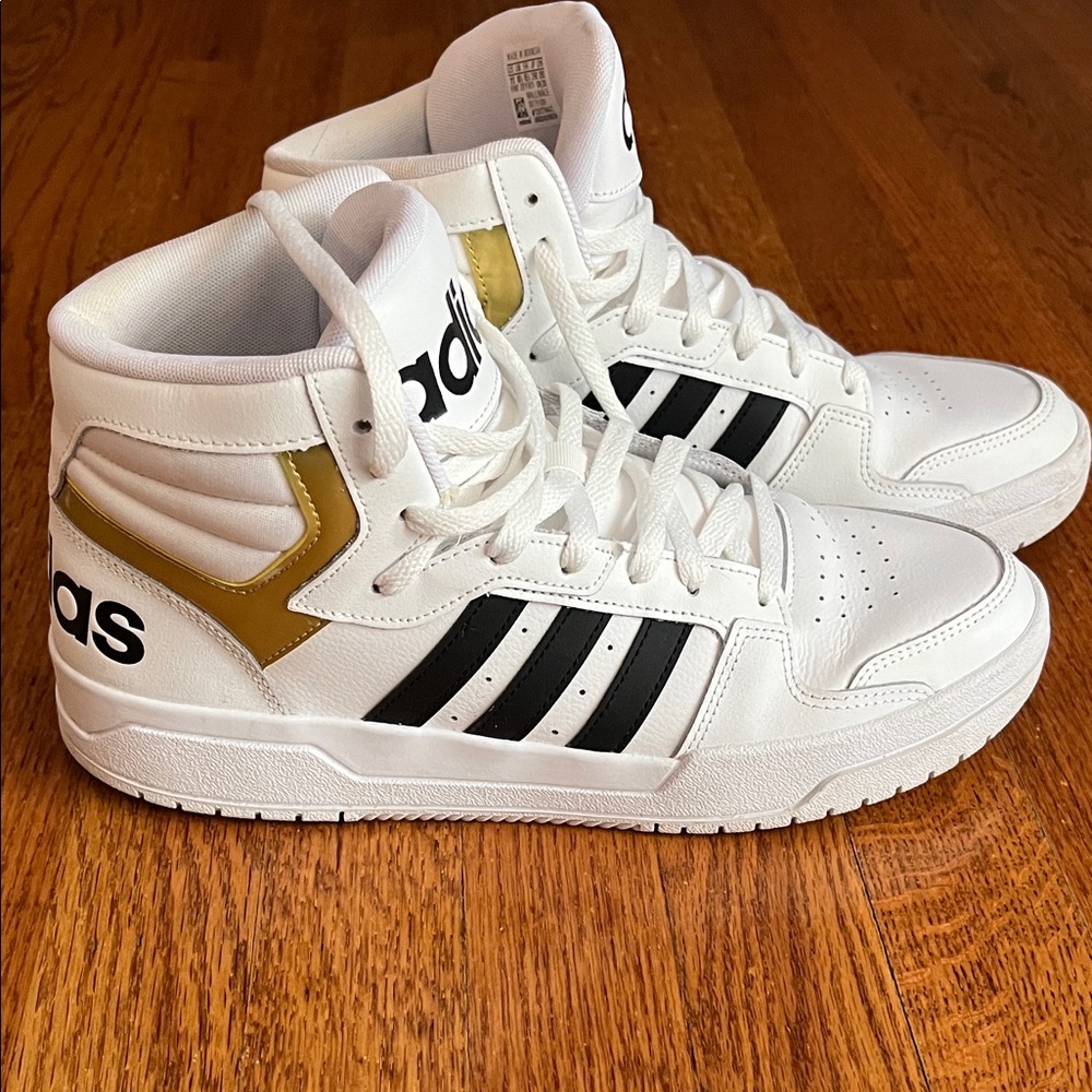 Adidas Men’s White and Gold Sneakers